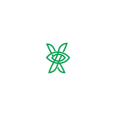 Abstract eye symbol icon design in vibrant green color on white background