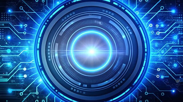 Glowing Cyber Eye on Electric Circuit Board &ndash; Futuristic AI Tech Background