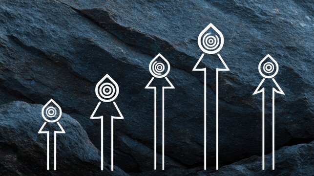 Upward pointing arrows representing corporate financial planning framework and strategic roadmap for growth