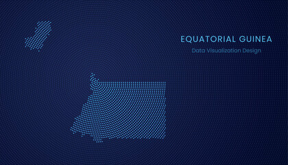 Equatorial Guinea dotted digital map for data visualization design