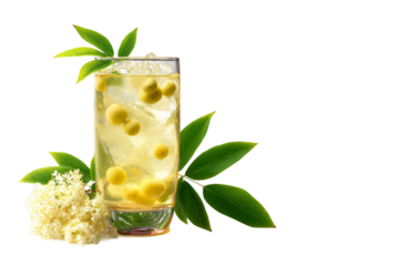 Exotic lychee elderflower beverage isolated on transparent background