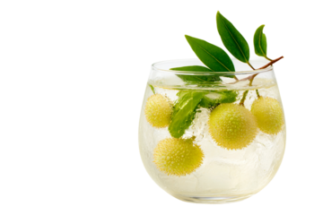 Natural lychee elderflower cooler isolated on transparent background
