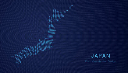 Japan dotted digital map for data visualization design © magr80