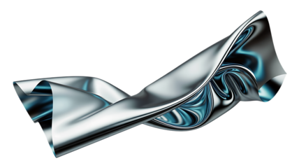 Blue Silver Liquid Fabric Wave graphic design isolated on a transparent background