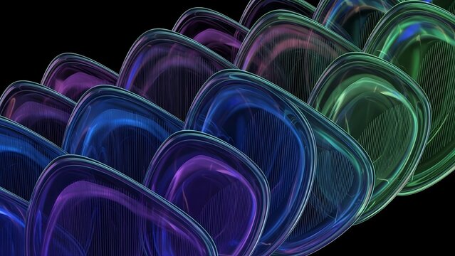 Abstract bioluminescent ripples of color flowing in a dark background