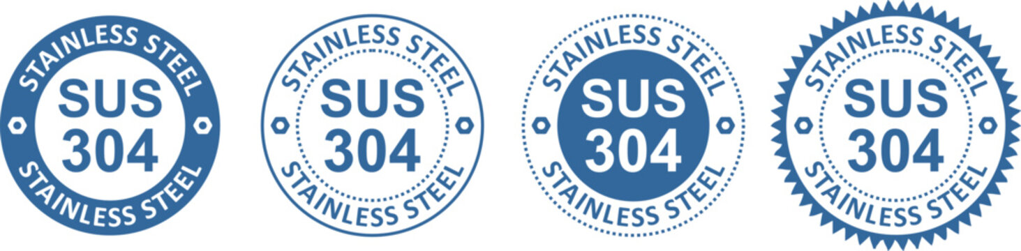 SUS 304 Grade Steel Mark &ndash; Clean Round Badge Vector Label
