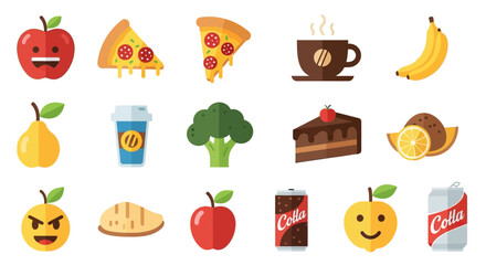 Flat design food and drink icon set