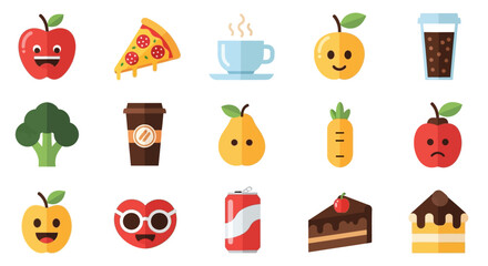 Flat design food and drink icons collection