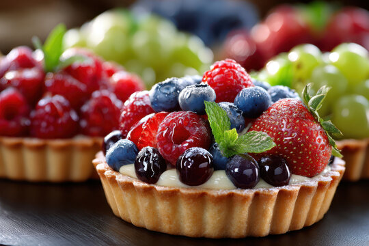 Delicious Mini Fruit Tarts with Fresh Berries and Pastry