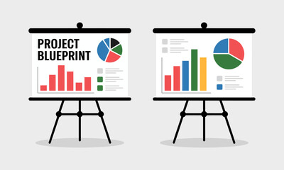 These infographic displays highlight various statistical data relevant to a project, showcasing bar and pie charts for effective visual representation in business or academic settings.