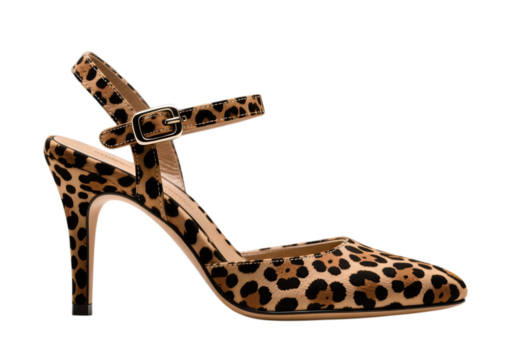 Elegant Leopard Print High Heel Shoe with Ankle Strap