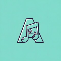 Cute Musical Note Character Logo Design with Letter A.