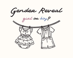 Gender Reveal vector handdrawn illustration 