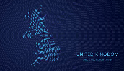 United Kingdom dotted digital map for data visualization design © magr80
