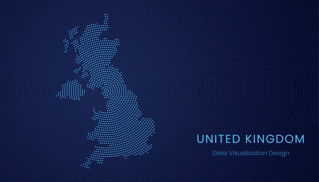 United Kingdom dotted digital map for data visualization design