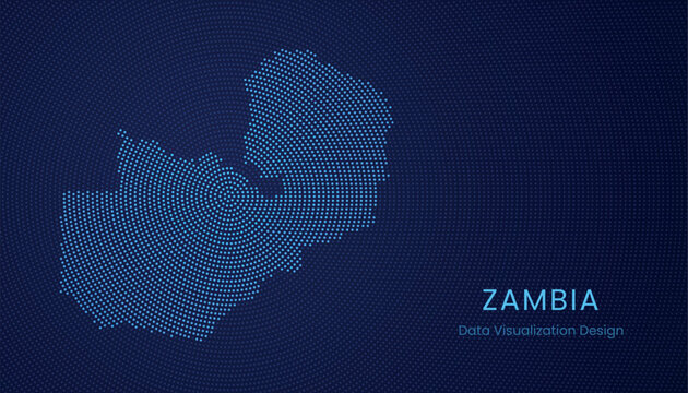 Zambia dotted digital map for data visualization design
