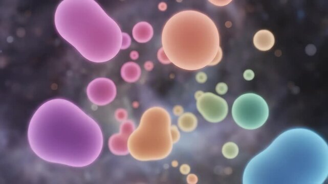 Flowing amorphous shapes illuminated against deep space background