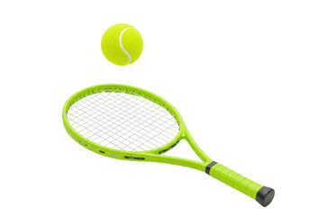 Isolated tennis racket and ball for sport activities, fitness and healthy lifestyle