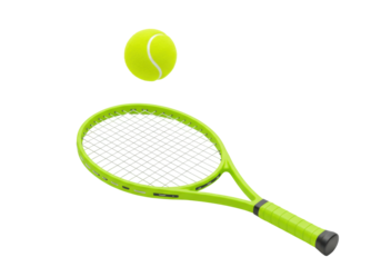 Isolated tennis racket and ball for sport activities, fitness and healthy lifestyle