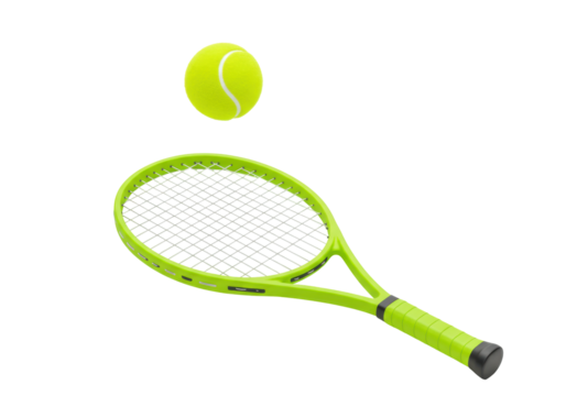 Isolated tennis racket and ball for sport activities, fitness and healthy lifestyle