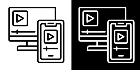 Cross-Platform Media Icon Set White Style Collection