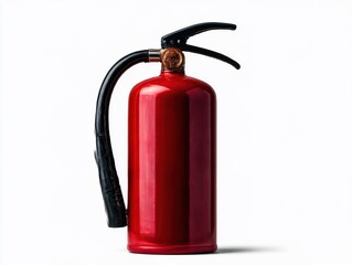 Red fire extinguisher on a white background, symbolizing safety and emergency preparedness.