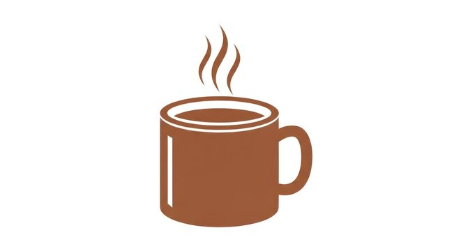 Illustration of a hot drink steaming in a simple brown mug