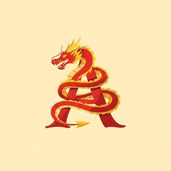 Dragon letter A illustration with intricate details and vibrant colors.