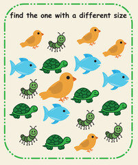 Find the Different One Puzzle Sheet for Kids | Spot the Odd Illustration Activity