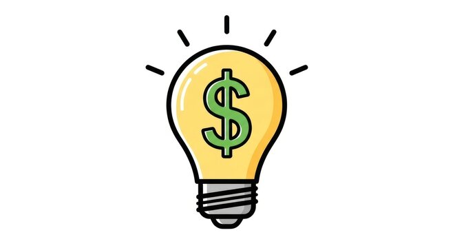 Illustration of lightbulb with dollar sign representing business idea