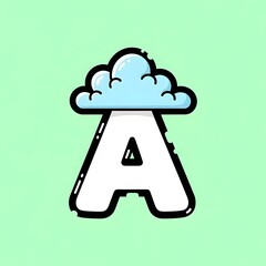 Letter A with Cloud Illustration for Educational Purposes.
