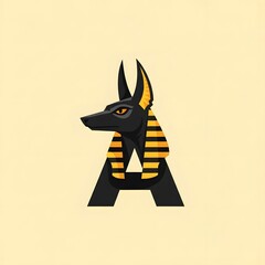Anubis-themed letter A logo design with Egyptian symbolism.