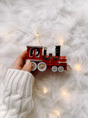 Toy train on a white background