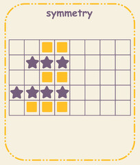 Symmetry Activity Worksheet for Kids &ndash; Mirror Drawing Educational Illustration