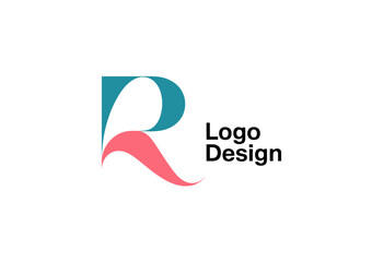 The R logo design features a unique blend of colors and curves, embodying creativity and elegance, perfect for brands seeking a sophisticated visual representation.