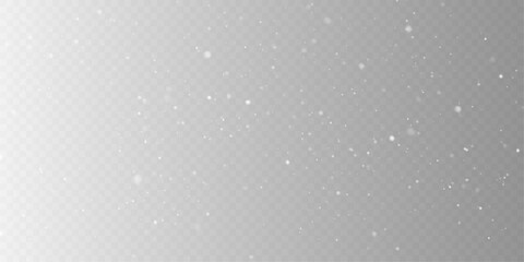 Realistic Falling Snowflakes Isolated on Transparent Background.