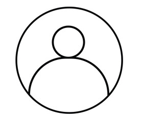 Black and white vector icon of a person for web user sign symbol design illustration