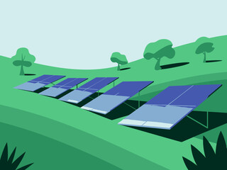 This image highlights a series of solar panels located in a lush, green landscape, reflecting the growing trend of renewable energy and eco-friendly technology installations.