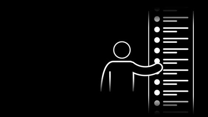 A person pointing at a vertical task list represents structured prioritization, showing how organized planning and clear responsibilities help guide progress efficiently and effectively.