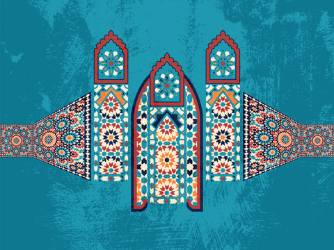 Islamic Geometric Arch Pattern Background - Moroccan Mosaic Tile Art Decorative Design