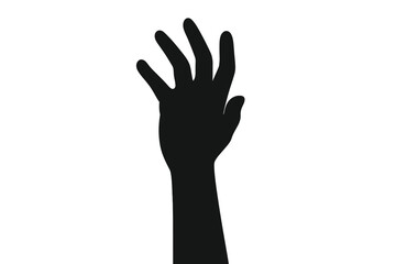 Silhouetted Hand Aspiration. Silhouetted hand reaching upwards, fingers slightly apart as if grasping for something unseen. Positioned centrally, this hand becomes a. Vector illustration