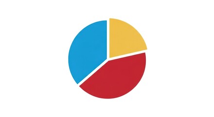 Colorful pie chart with three segments against white background