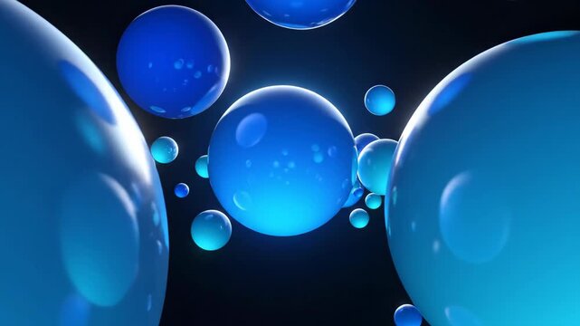 Cluster of glowing blue and cyan spheres against dark background