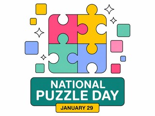 Celebrate national puzzle day on january 29th with this colorful and festive puzzle graphic