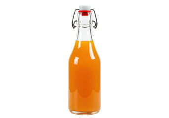 Isolated bottle of fresh orange juice for healthy diet, nutrition, beverage, and ingredient use