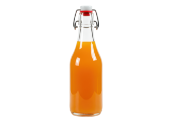 Isolated bottle of fresh orange juice for healthy diet, nutrition, beverage, and ingredient use