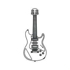 Obraz premium Electric guitar outline isolated on, musical instrument icon