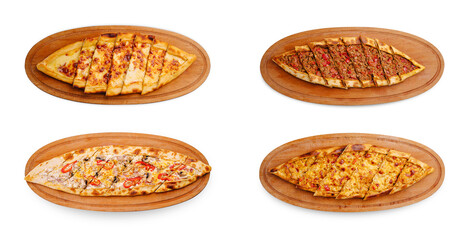 Delicious variety of traditional flatbreads served on wooden platters
