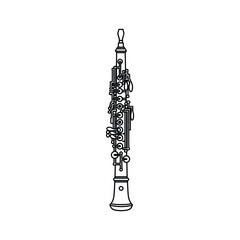 Illustration of an oboe isolated on in black and white