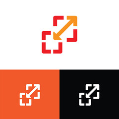 this is a flat logo design that depicts two PDF documents and an arrow between symbolizing scaling. The logo can be used for PDF converter icon.